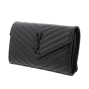 Saint Laurent Bag Cassandra Chain Yves Leather Shoulder Black